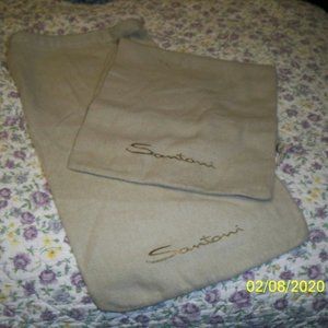 Santoni shoe covers / dust bags tan with gold logo